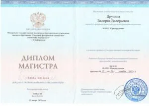 Магистр юриспруденции Друзиной Валерии Валерьевны